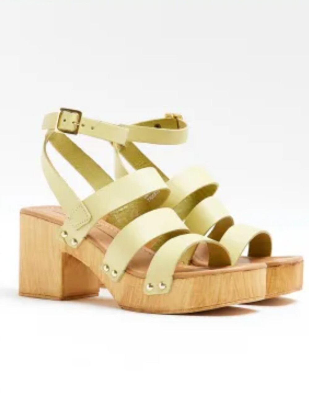 River Island Yellow Strappy Platform Sandals Clogs Size 37